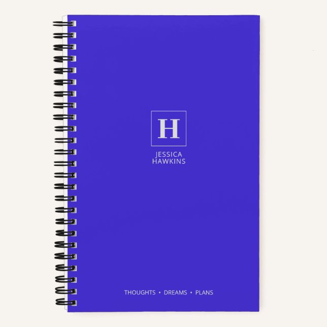 Electric Blue Classic Monogram Notebook (Front)