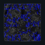 Electric Blue Damask Floral Wedding Pocket Square Bandana<br><div class="desc">A dramatic black and blue wedding pocket square to match the wedding neck tie featuring black and electric blue floral damask mixed with black and grey vintage florals. Makes a perfect pocket square for groom and groomsmen.</div>
