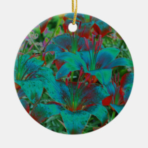 Electric Blue Daylilies Flower Ornament