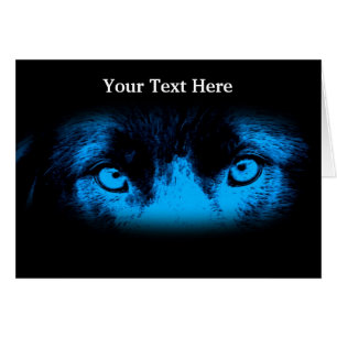 Electric Blue Eyes Animal Art Card