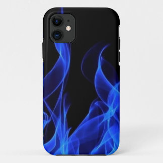 Electric Blue Fire Abstract Flames iPhone 11 Case