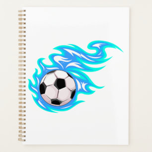 Electric Blue Flaming Soccer Ball Sports Planner