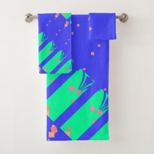 Electric Blue Floral 3 Piece Bath Towel Set