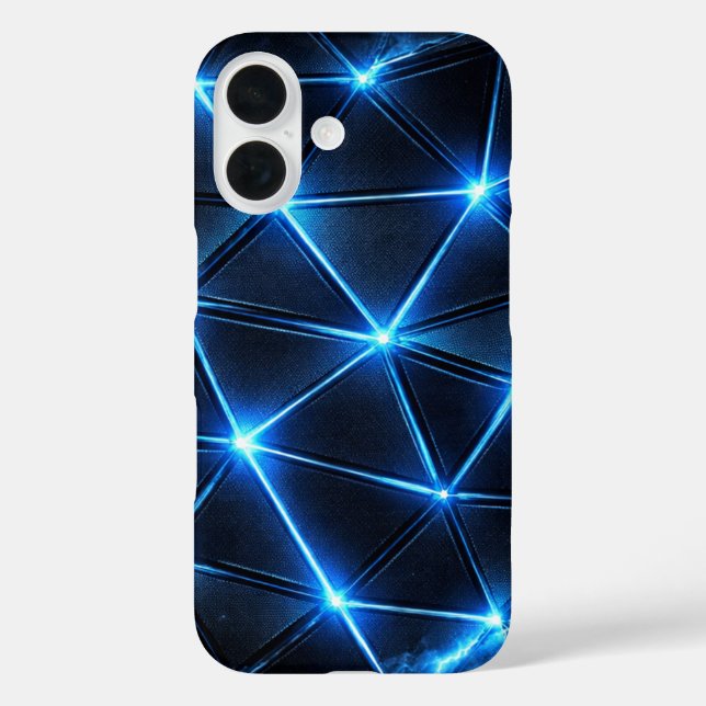 Electric Blue Geometric Energy Grid Phone Case (Back)