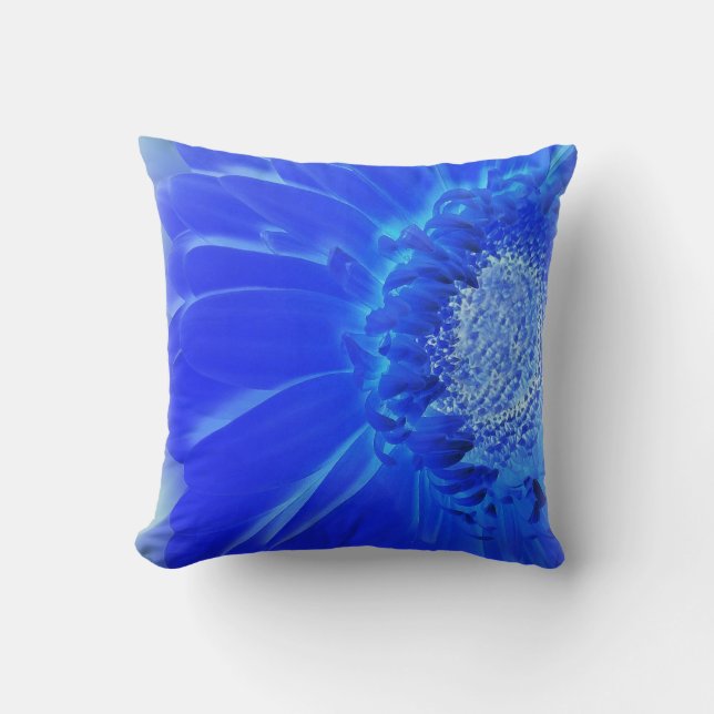 electric blue gerbera cushion (Front)