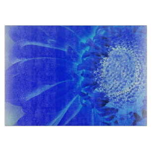 electric blue gerbera cutting board