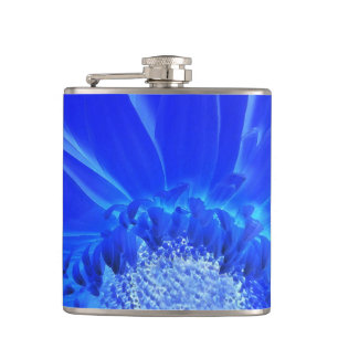 electric blue gerbera hip flask