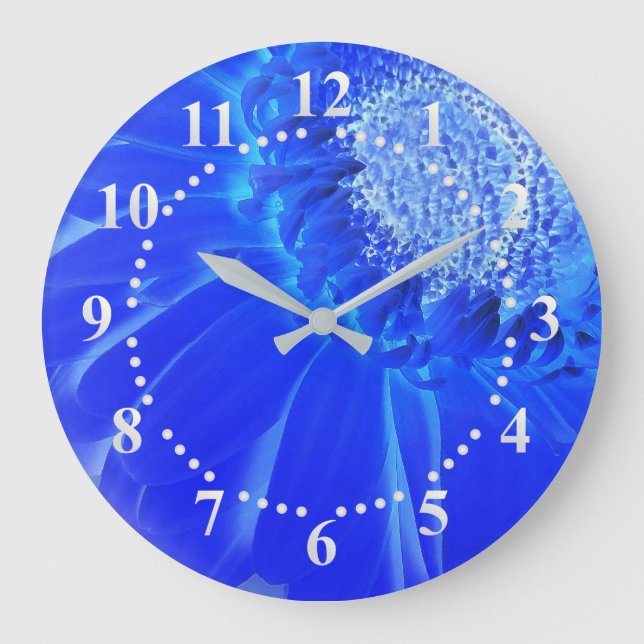 electric blue gerbera large clock (Front)