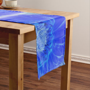 electric blue gerbera short table runner