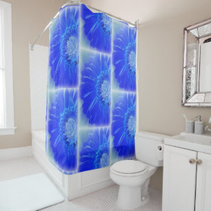 electric blue gerbera shower curtain