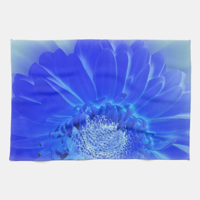 electric blue gerbera tea towel (Horizontal)