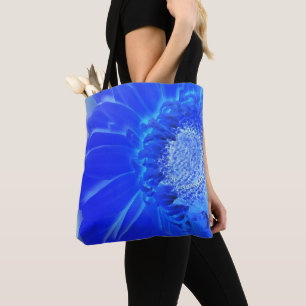 electric blue gerbera tote bag