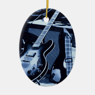 Electric Blue Guitar Ceramic Ornament