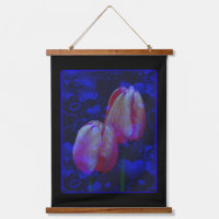 Electric Blue Hearts And Pink Tulips Floral Art