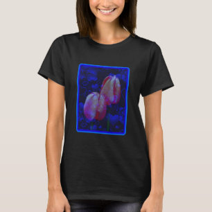 Electric Blue Hearts And Pink Tulips Floral Art T-Shirt