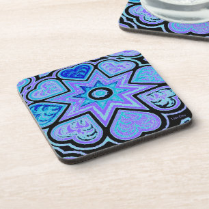 Electric Blue Hearts & Stars Coasters