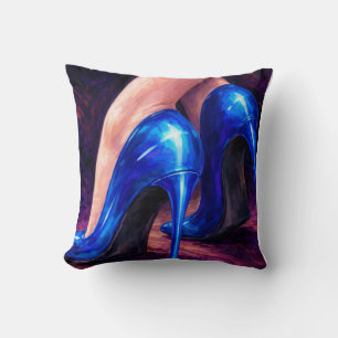 Electric Blue High Heels Fashion Abstract painting Cushion