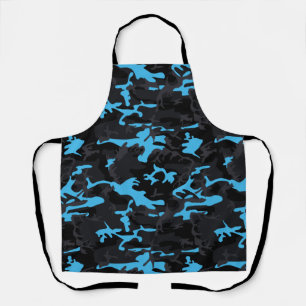 Electric Blue Highlights Camo All-Over-Print T-Shi Apron