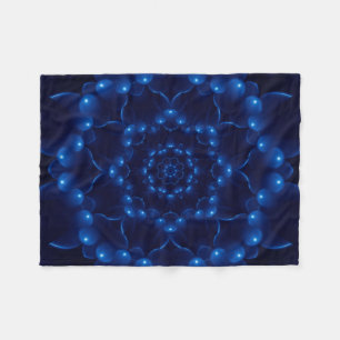 Electric Blue Kaleidoscope Mandala Fleece Blanket