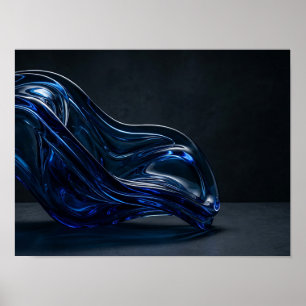 Electric Blue Liquid Glass Sculpture Wall Art
