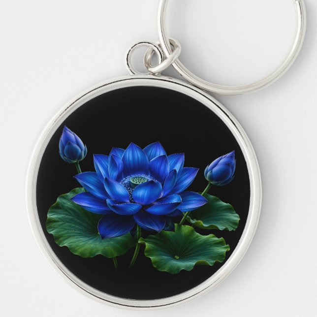Electric Blue Lotus Keychain (Front)