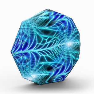 Electric Blue Luminous Fractal Repeating Pattern Photo Block