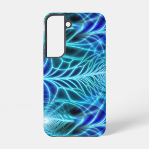 Electric Blue Luminous Fractal Repeating Pattern Samsung Galaxy Case
