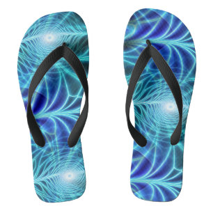 Electric Blue Luminous Fractal Repeating Pattern Thongs