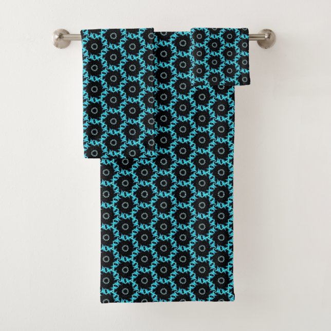 Electric Blue Mandala Bath Towel Set (Insitu)