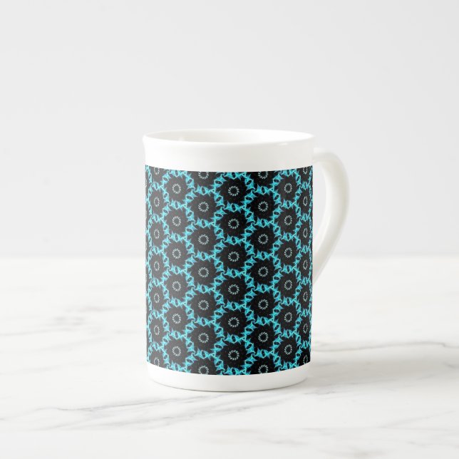 Electric Blue Mandala Bone China Mug (Front Right)