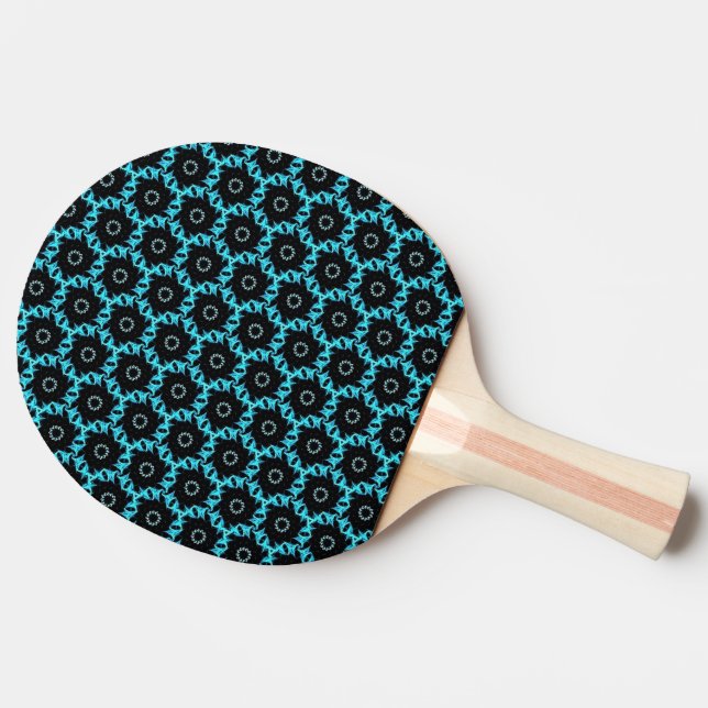 Electric Blue Mandala Ping Pong Paddle (Side)