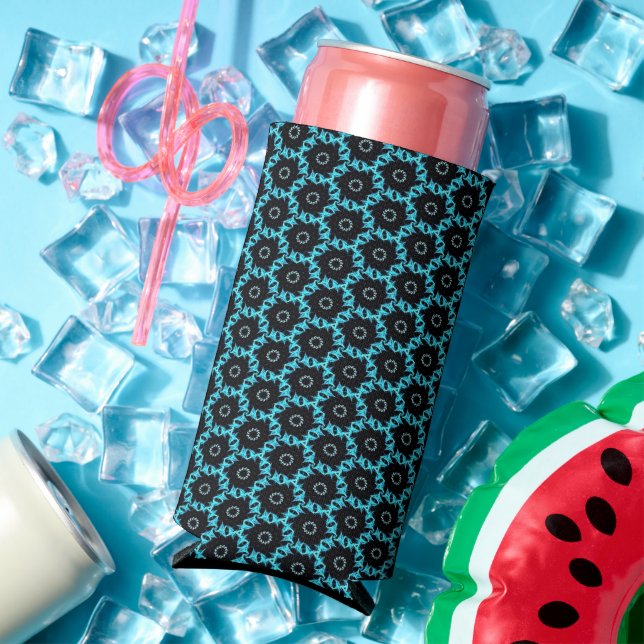 Electric Blue Mandala Seltzer Can Cooler (In Situ Summer)