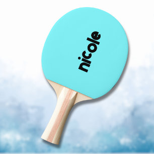 Electric Blue Modern Name   Trendy Minimalist  Ping Pong Paddle