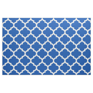 Electric Blue Moroccan Quatrefoil Trellis Fabric