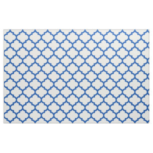Electric Blue Moroccan Trellis Pattern Fabric