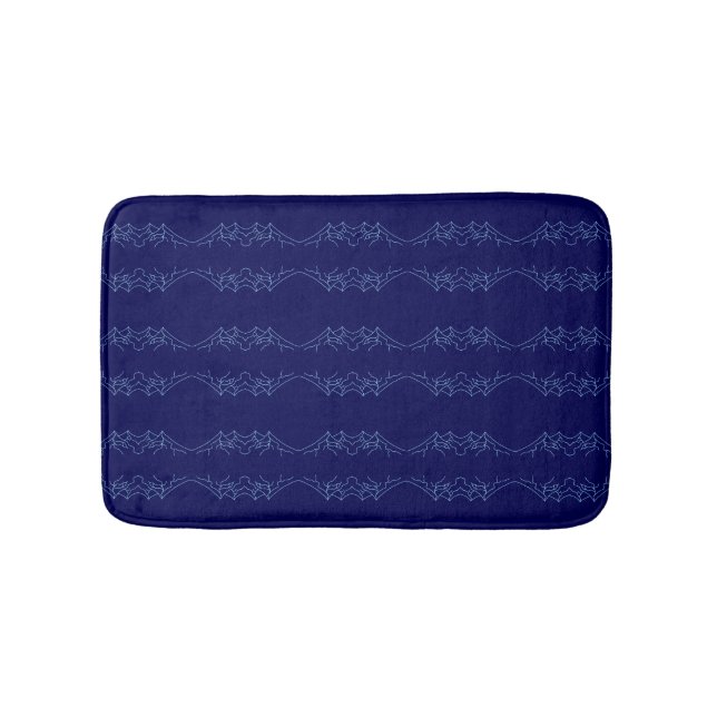 Electric Blue Neural Horizon Abstract Pattern Bath Mat (Front)