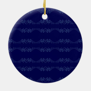 Electric Blue Neural Horizon Abstract Pattern Ceramic Ornament