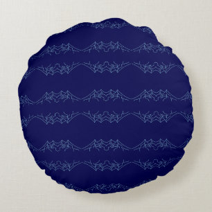 Electric Blue Neural Horizon Abstract Pattern Round Cushion