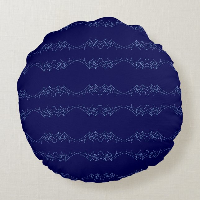 Electric Blue Neural Horizon Abstract Pattern Round Cushion (Back)