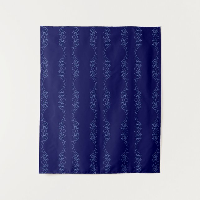 Electric Blue Neural Horizon Abstract Pattern Tapestry (Front)