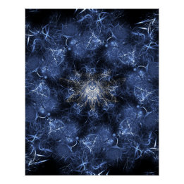 Electric Blue Plasma Fractal Art Poster
