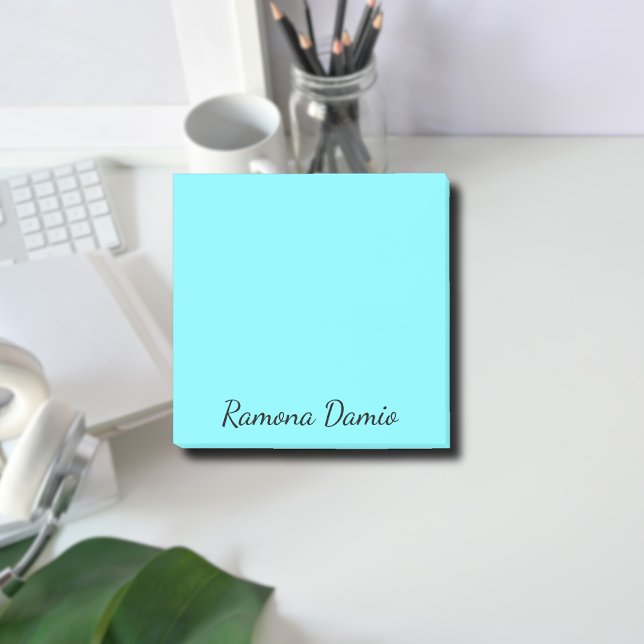 Electric Blue Professional Minimalist Black Script Post-it Notes (Creator Uploaded)