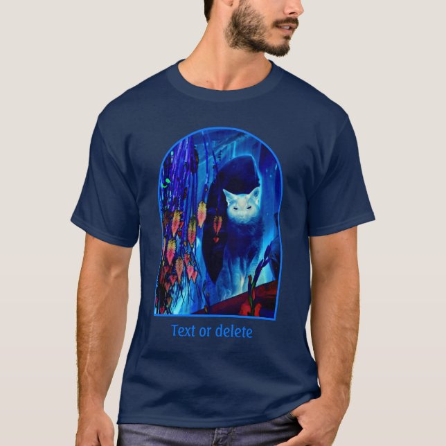 Electric Blue Siamese Cat Animal Art Personalized T-Shirt (Front)