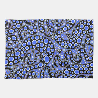 Electric Blue Squiggles Tea Towel