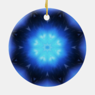 Electric Blue Star Ceramic Ornament