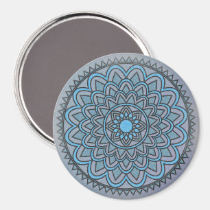 Electric Blue Sun Mandala Magnet