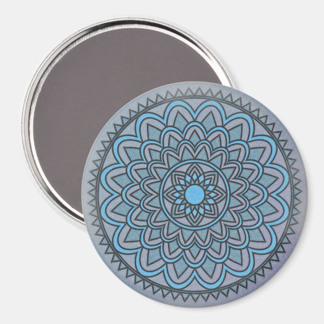 Electric Blue Sun Mandala Magnet (Front/Back)