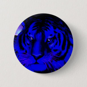 Electric Blue Tiger 6 Cm Round Badge