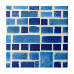 Electric blue tiles geometric art white