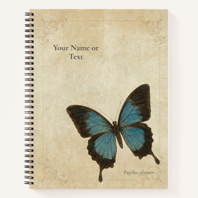 Electric Blue Ulysses Swallowtail Notebook (Front)